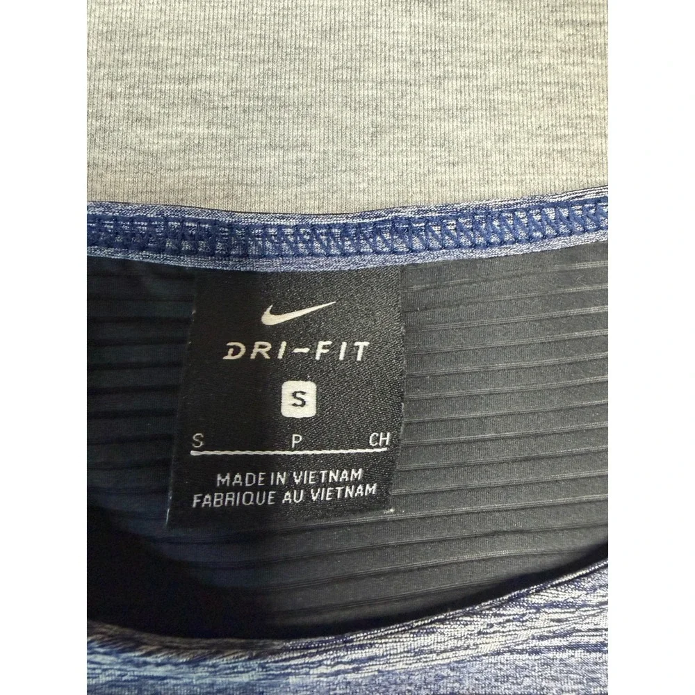 Nike Dri-FIT Women Blue Space Dye Ribbed Back Athletic Crop Top 889797-429 S